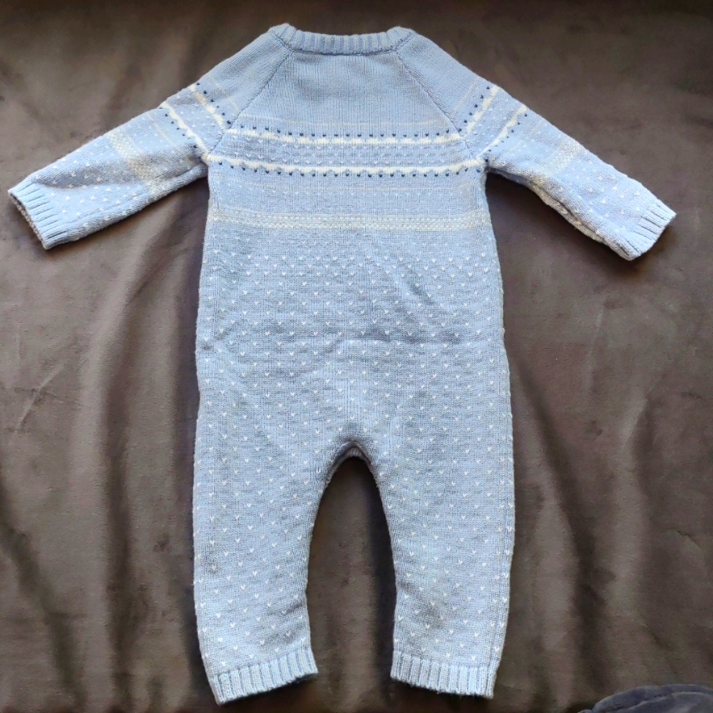 Janie and Jack blue and white sweater one piece - Picture 2 of 2